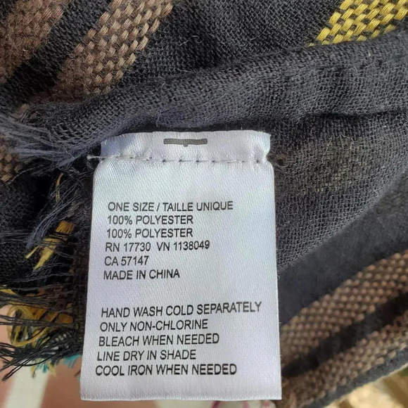 Target Black Multi-Color Fringe Edge Woven Striped Scarf EUC - Picture 8 of 16